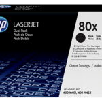 HP TONER BLACK DUAL PACK HIGH YIELD, HP 80X, FOR PRINTERS MONOCHROME LASERJET M401, M425 - 6.900 PAGES EACH