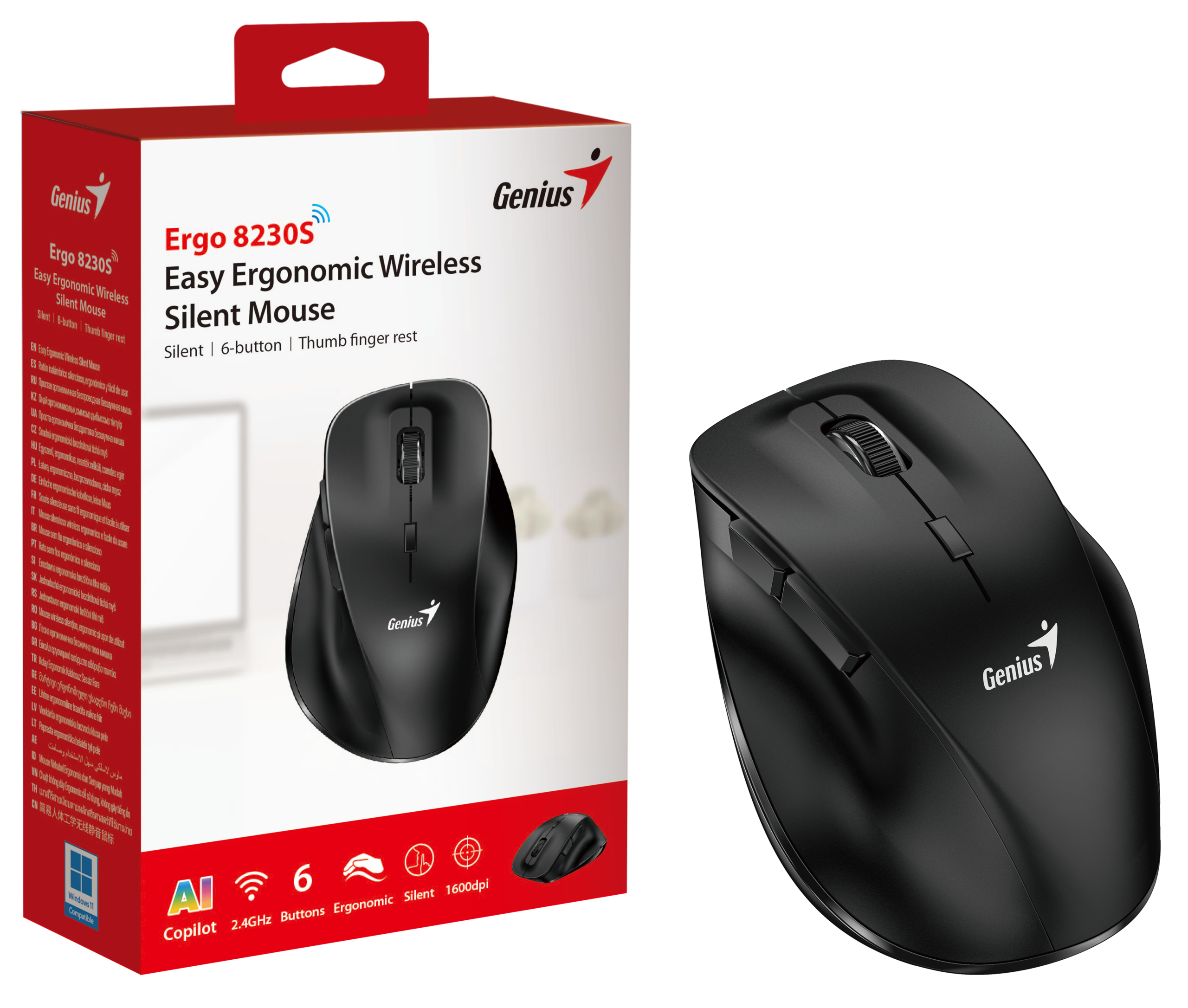 Genius Mouse Wireless Silent Ergonomic Ergo 8230S Black - Image 2