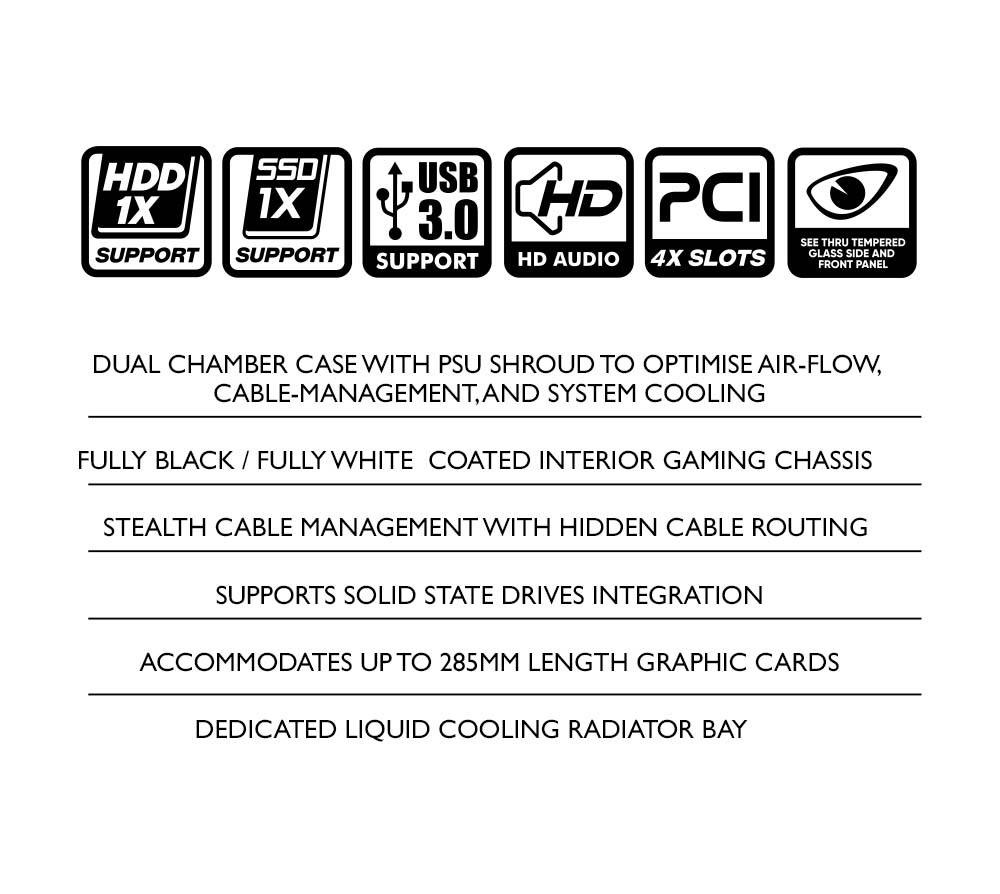 Armaggeddon Gaming Case M-ATX AQUARON DUPLEX 2 CHROMA Black (3x Chroma Fans) - Image 3