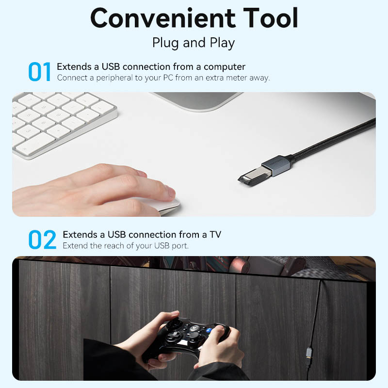 Vention IT Cable USB-A 3.0 M-F Extension Braided Aluminium 2.0m Grey CBLHH - Image 6