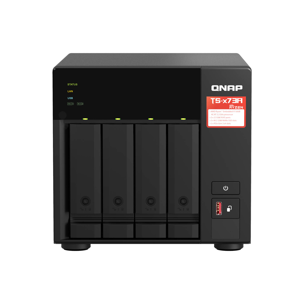 QNAP NAS 4-Bay Tower AMD Ryzen Quad-Core, 8GB RAM, PCIe Slot, SSD Caching & Dual 2.5GbE Ports TS-473A - Image 3