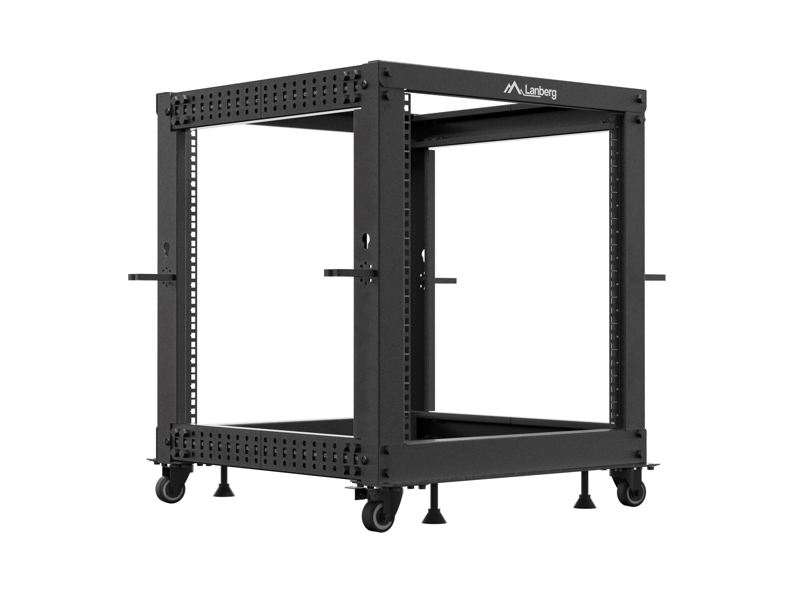 Lanberg Open Rack 19" 12U Adj.Depth 600-1000mm Black - Image 3