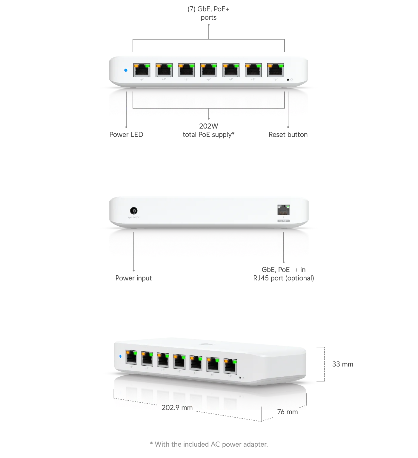 Ubiquiti UniFi Switch Ultra PoE Gigabit 8-Ports 7 PoE USW-ULTRA (210W) - Image 3