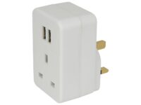 Mercury Plug-Through 13A UK Mains Adaptor with Dual USB 429.690
