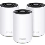 TP-LINK WIRELESS WHOLE HOME MESH KIT AXE5400 WHOLE HOME MESH WI-FI 6E SYSTEM(TRI-BAND), SPEED: 574 MBPS AT 2.4 GHZ + 2402 MBPS AT 5 GHZ + 2402 MBPS AT 6 GHZ, SPEC: 4× INTERNAL ANTENNAS, 1× 2.5 GIGABIT PORT + 2× GIGABIT PORTS