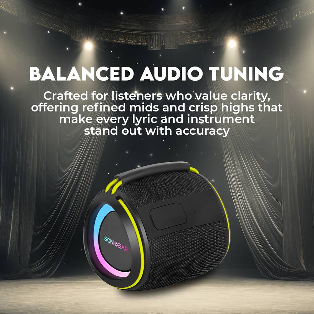 SonicGear Portable Speaker TWS BT/USB/FM/RGB IPX5 10W SONICGO! BOOM 2 - Image 4