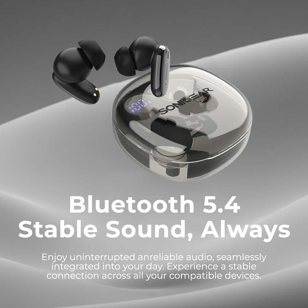 SonicGear Earphones Bluetooth ANC+Display EarPump Jewel Q3 Black - Image 4