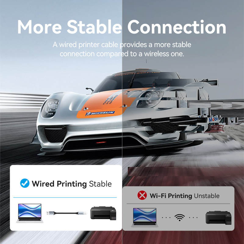 Vention IT Cable USB-A 2.0 to USB-B Printer Braided 10.0m Aluminium Grey CTTHL - Image 5