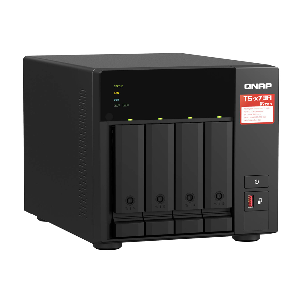 QNAP NAS 4-Bay Tower AMD Ryzen Quad-Core, 8GB RAM, PCIe Slot, SSD Caching & Dual 2.5GbE Ports TS-473A - Image 4