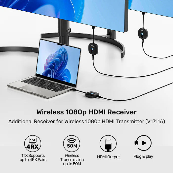 Unitek Wireless HDMl Additional Receiver for V1711A 1080p up to 50m V1711F - Image 4