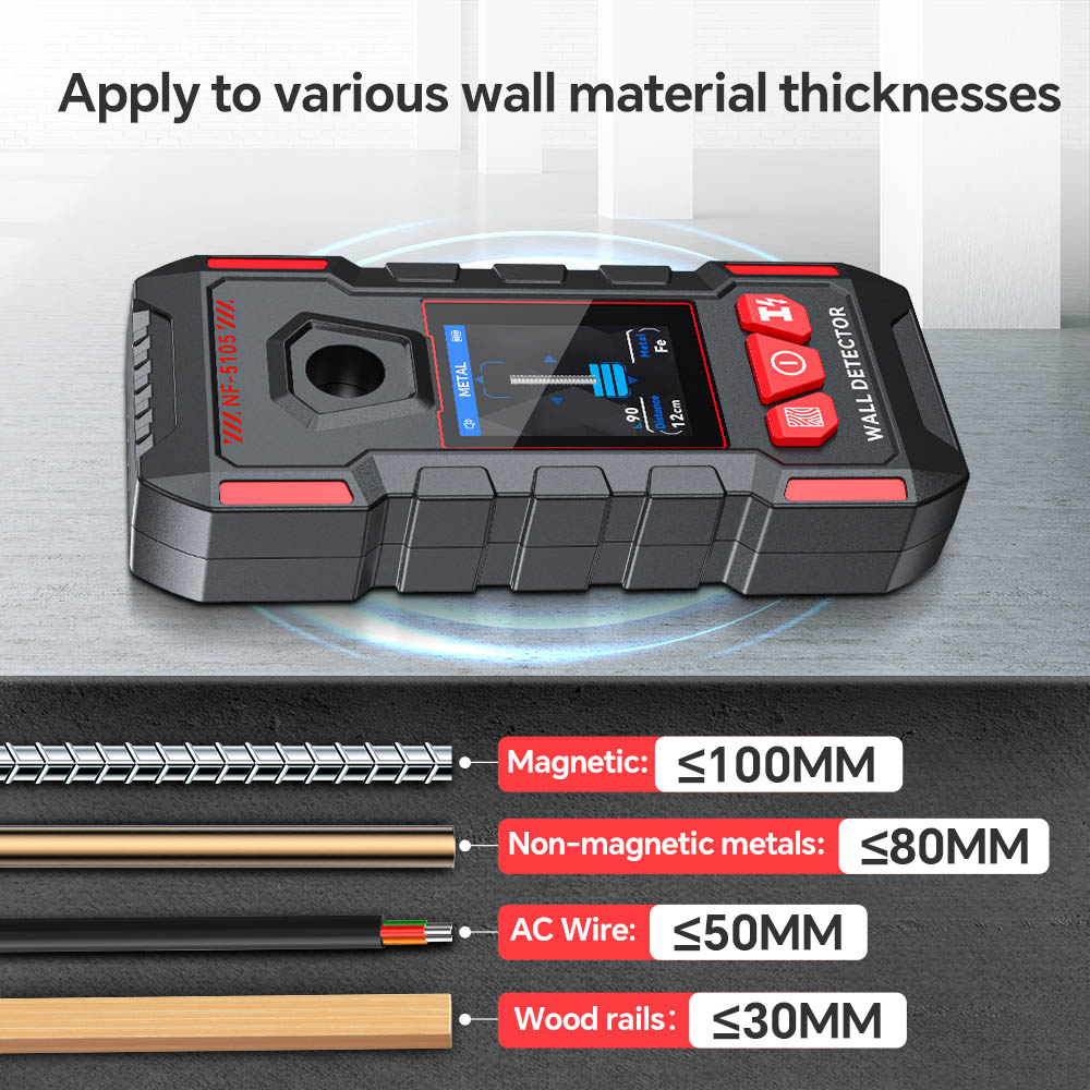Noyafa Wall Detector-High Sensitivity, Safety Drilling, Support Various Material Detection NF-5105 - Image 4