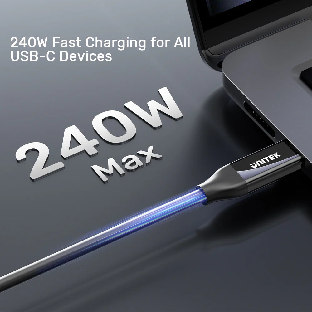 Unitek USB-C 4.0 M-M Cable 2.0m 240W+40G+8K60HZ C14100A v2 - Image 4