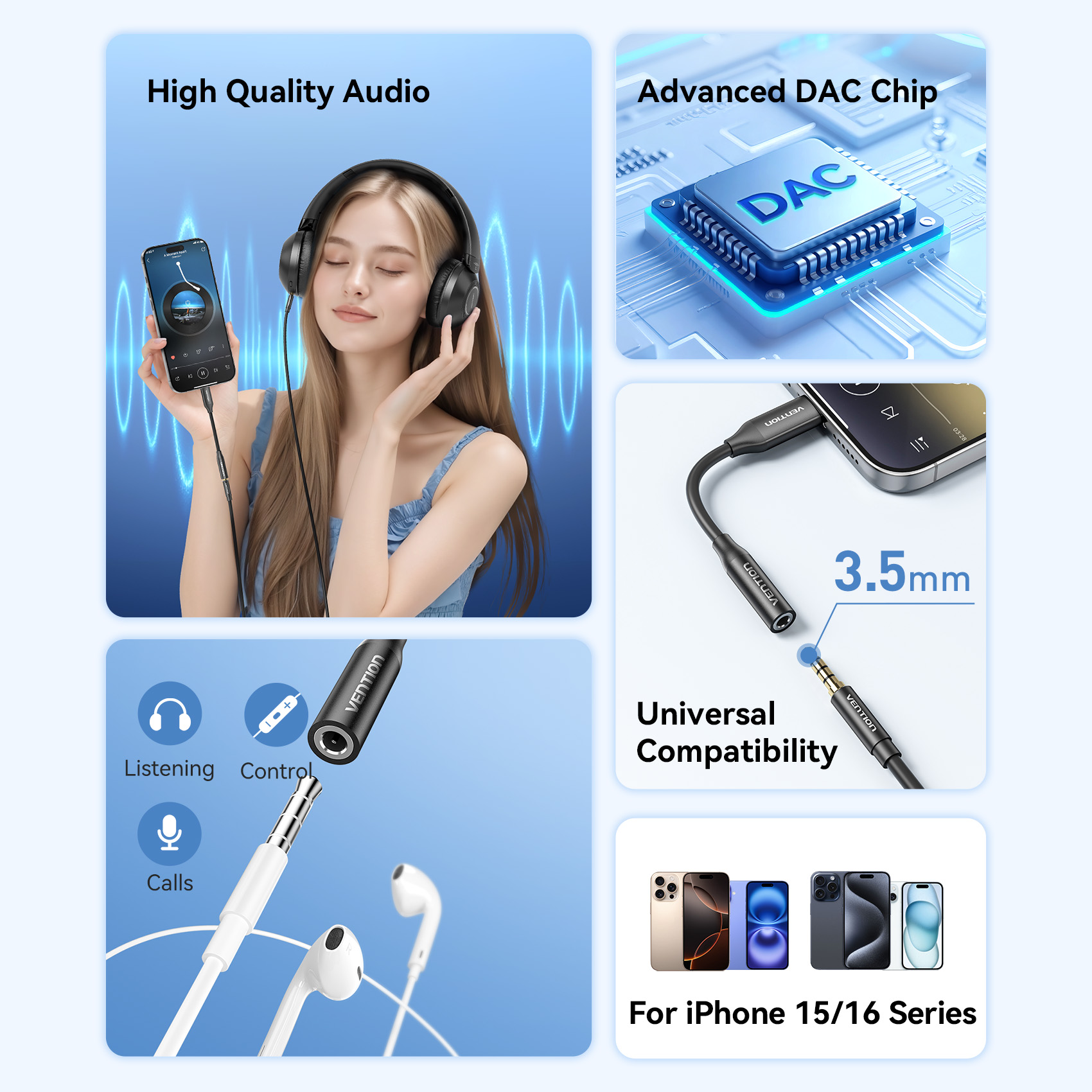 Vention AUDIO CONVERTER Female Adaptor 0.1m BIIBA - Image 4