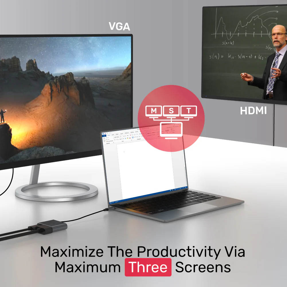 Unitek Converter USB-C to HDMI 4K60Hz + VGA with MST V1126A - Image 5