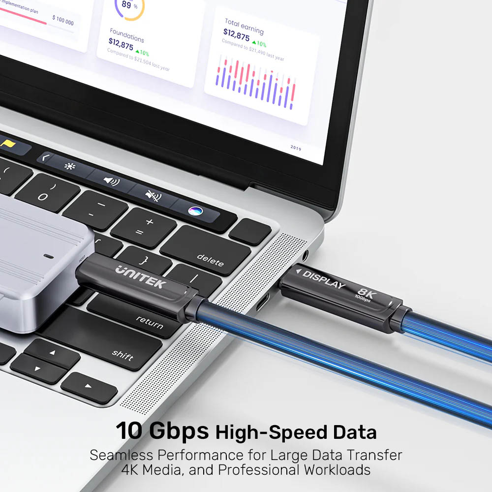 Unitek UC USB-C Fiber Optic 8K Cable 10Gbps 60W PD 10.0m C14178A-10M - Image 5