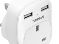 Tessan Gang plug Through UK Charger 2 USB A 13A TS-821-UK