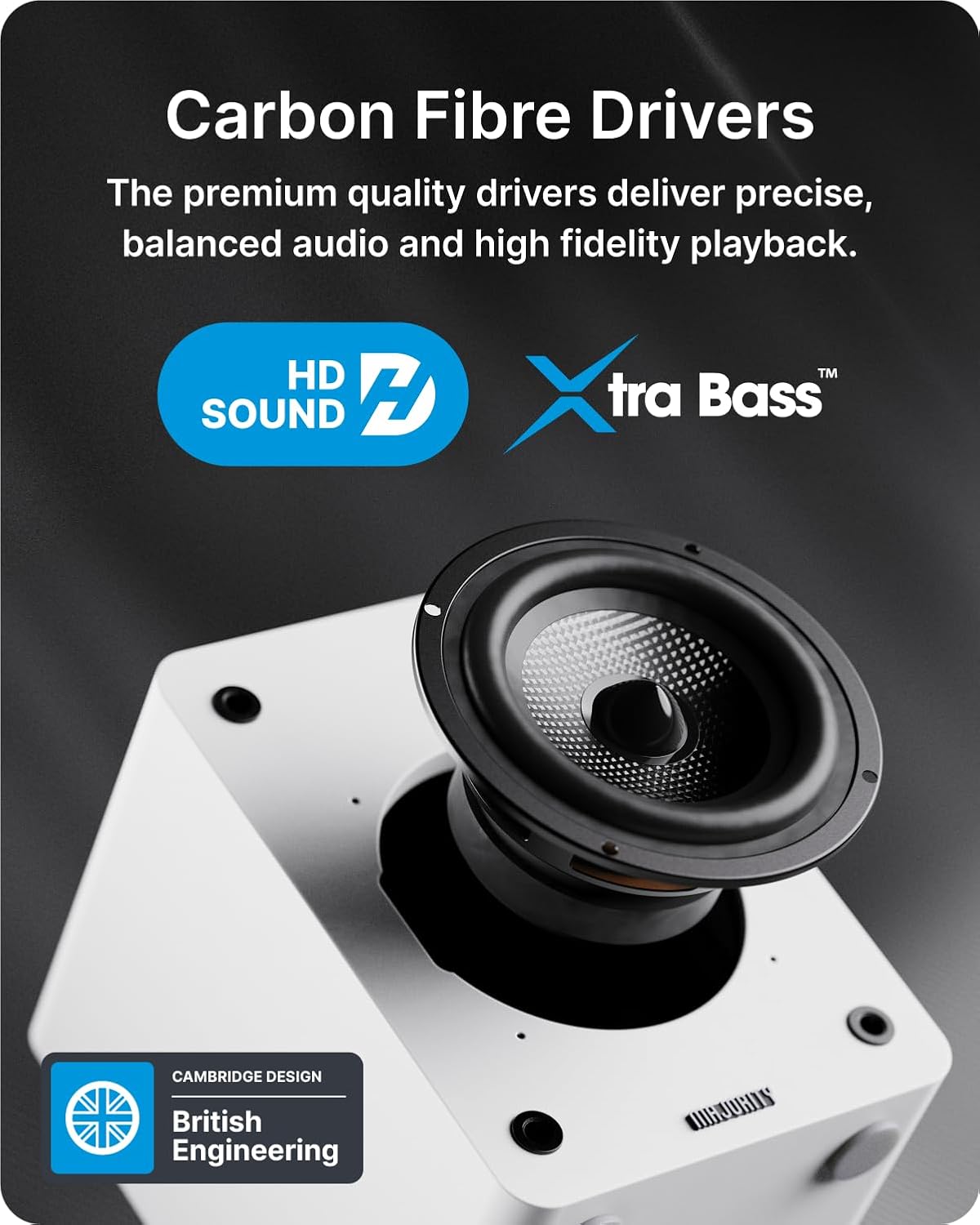 Majority Speakers Active D50X 60W 2.0 BT/USB/Optical/HDMI ARC White (pair) - Image 3