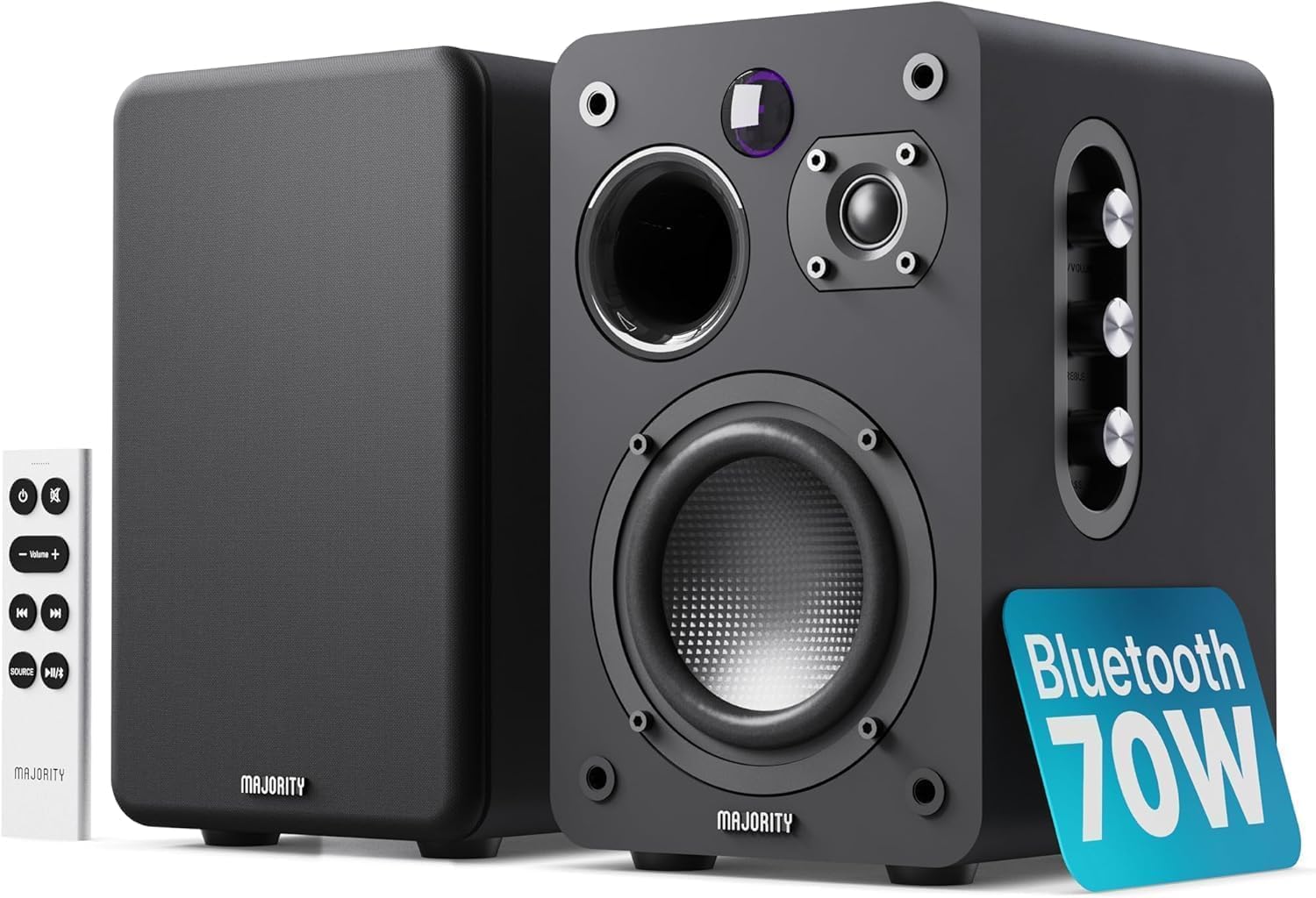 Majority Speakers Active D70X 70W 2.0 BT/USB/Phono/HDMI ARC Black (pair)