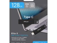 PNY Flash Drive Elite-X USB 3.2 Stick 128GB Capless Slider Black FDI128ELTXC