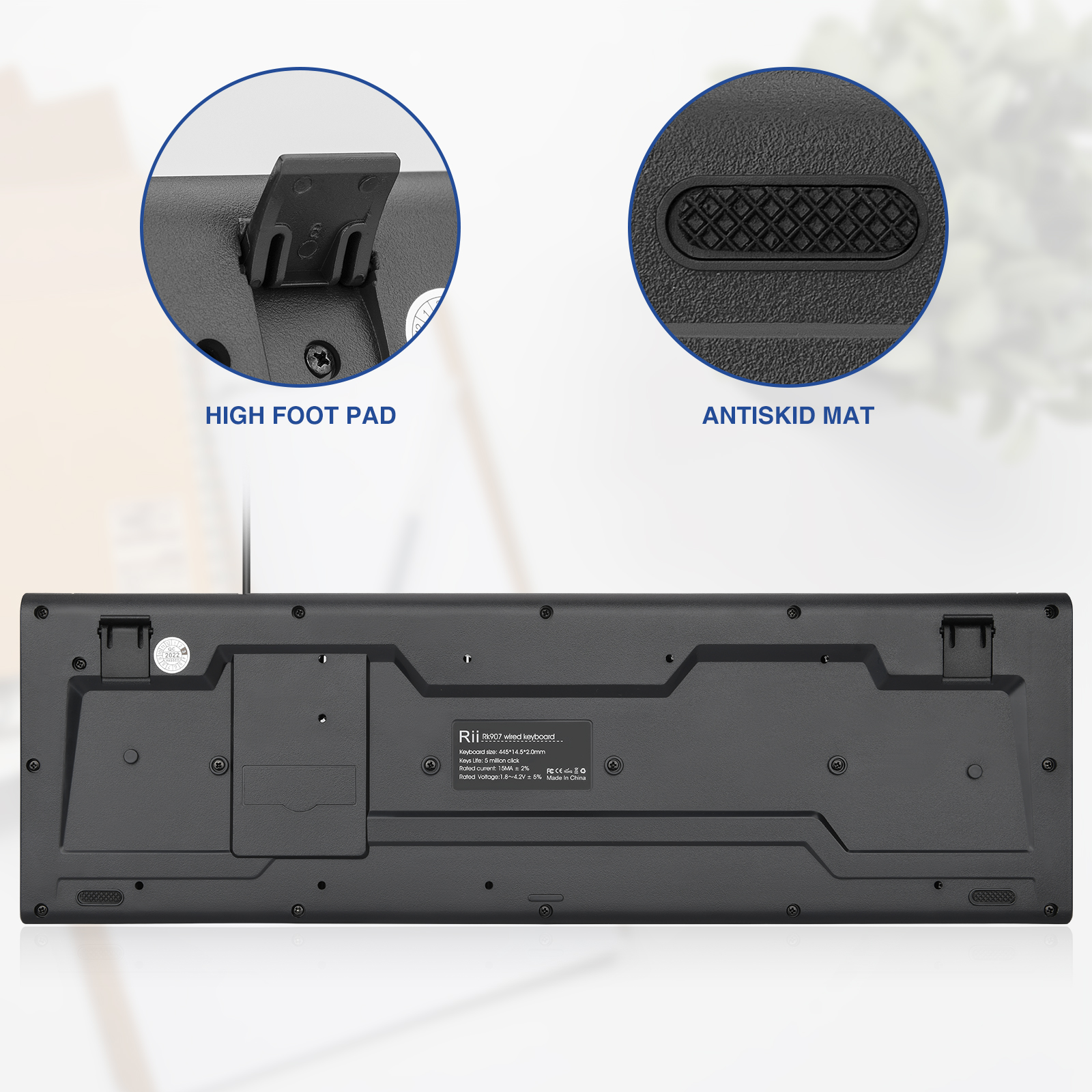 Rii Keyboard Wired Ultra-Slim Silent Full Sized RK907 - Image 5