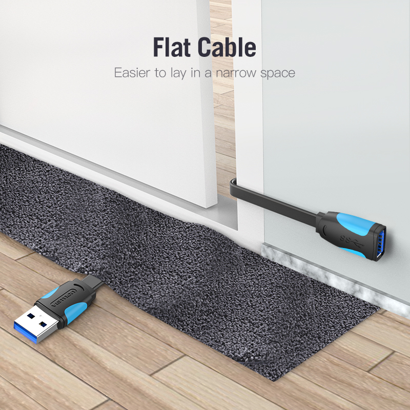 Vention IT Cable USB-A 3.0 M-F Extension Flat 0.5m Black VAS-A13-B050 - Image 6