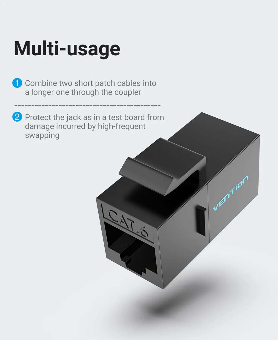 Vention NETWORK Keystone Jack CAT6 UTP Coupler Black IPGW0-5 (5-pack) - Image 6