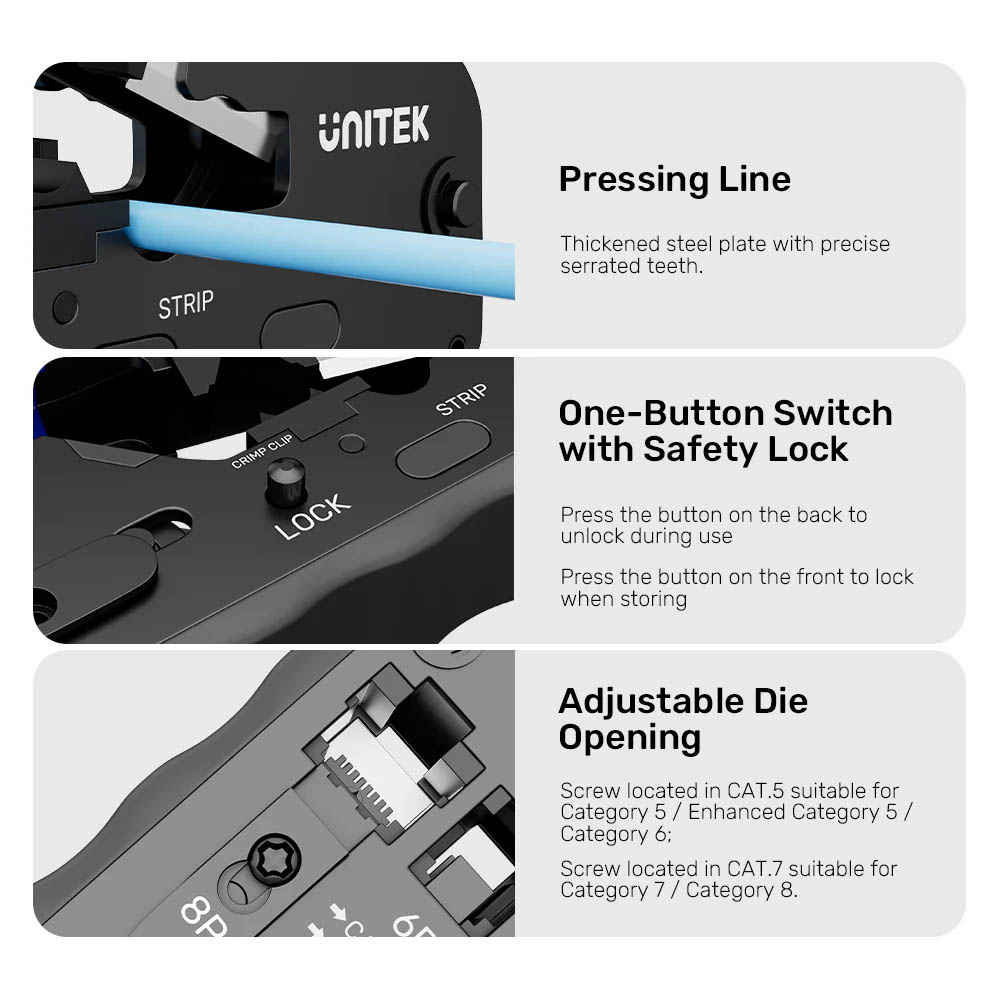 Unitek Network Tools Crimping & Multifunction for RJ45 8P/6P OT139ABL01 - Image 6