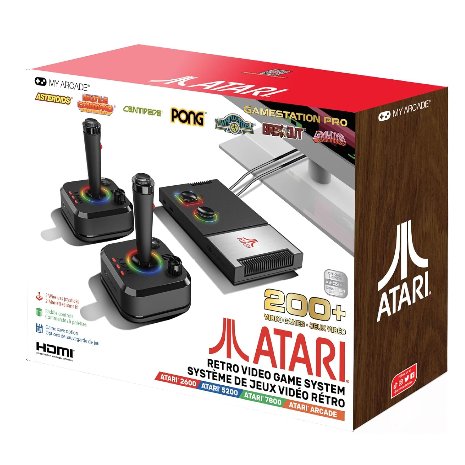 My Arcade GAMESTATION PRO ATARI, Wireless Joysticks, RGB LED Lights, With 200+ Games - Image 10
