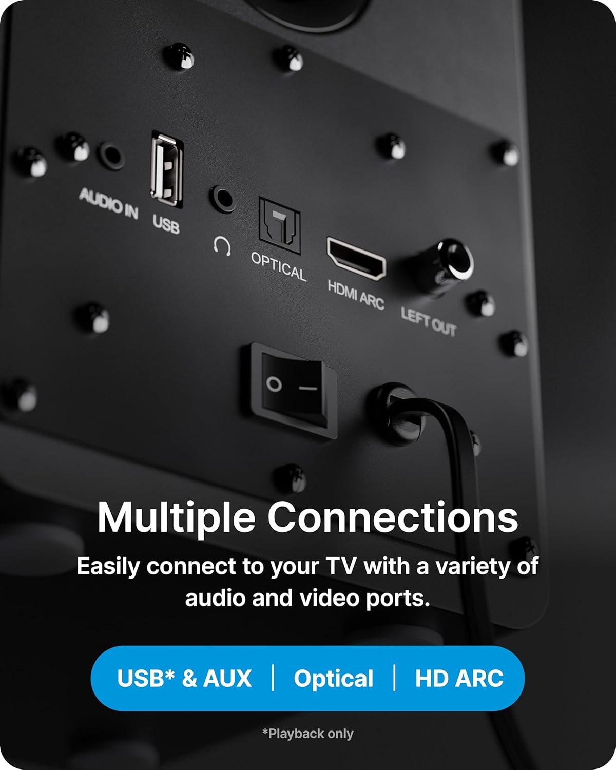 Majority Speakers Active D50X 60W 2.0 BT/USB/Optical/HDMI ARC Black (pair) - Image 2