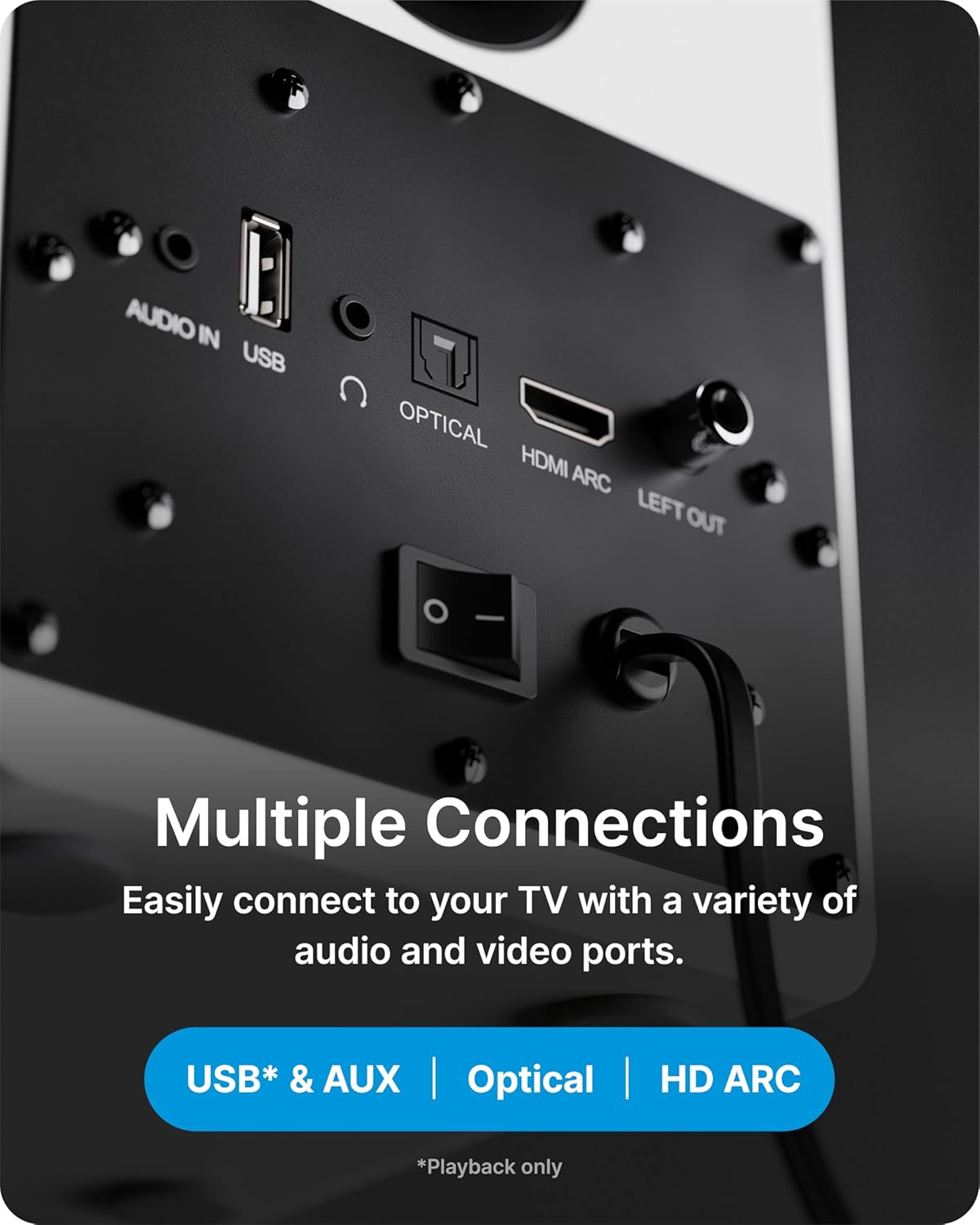Majority Speakers Active D50X 60W 2.0 BT/USB/Optical/HDMI ARC White (pair) - Image 4