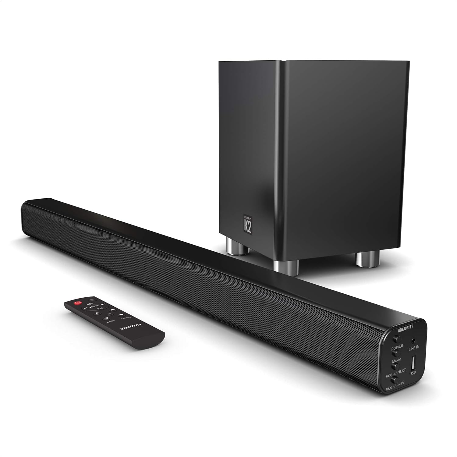 Majority K2 150W Soundbar with Wireless Subwoofer and BT
