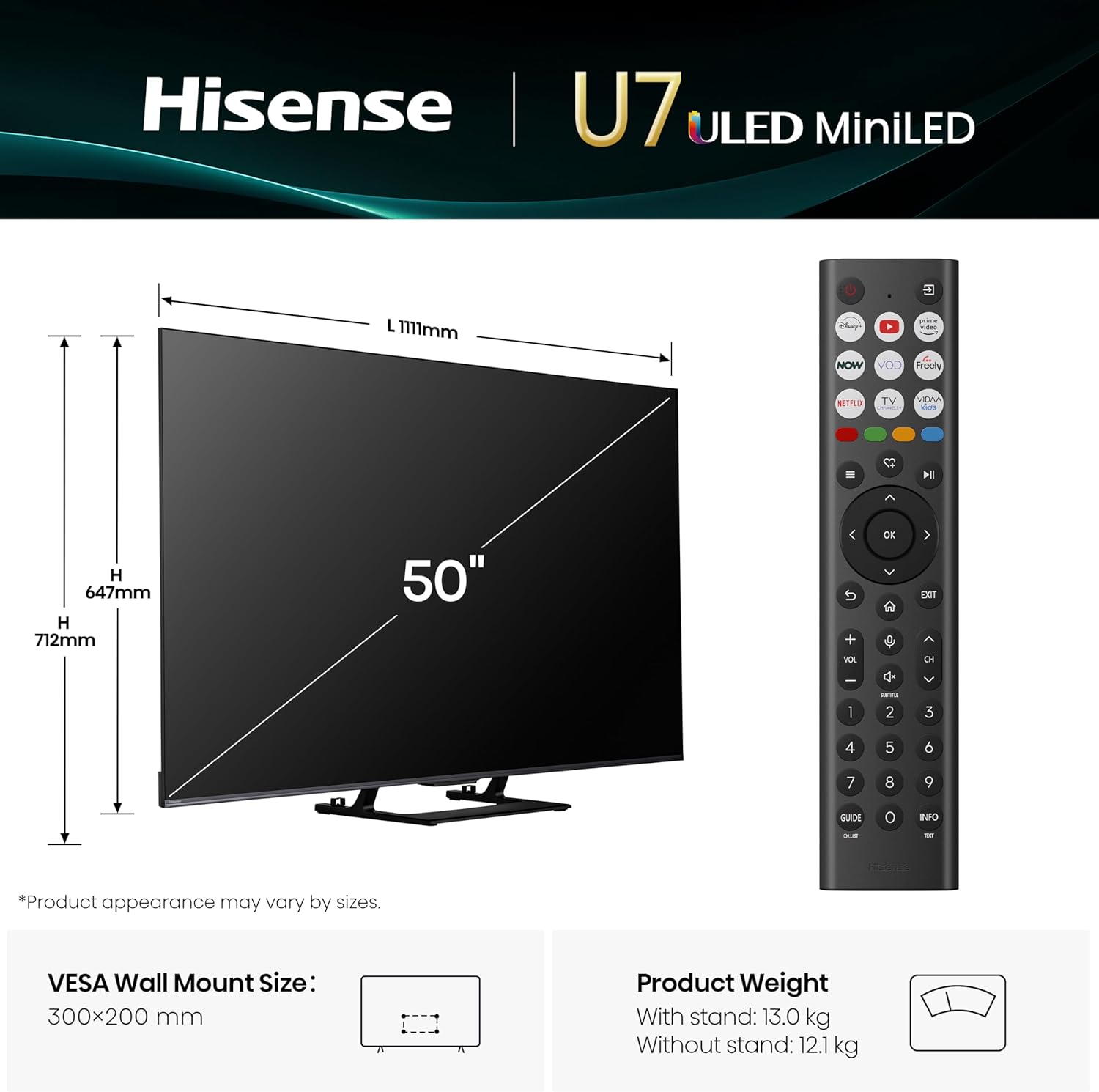 Hisense 50U7Q 50'' 4K Smart QLED MINI LED 144hz TV - Image 12