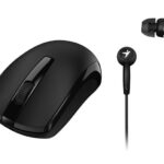 GENIUS HEADSET AND MOUSE WIRELESS MH-8100, 2.4 GHz, MOUSE: OPTICAL, 800-1600DPI, 3-BUTTONS, HEADSET: MICROPHONE, 20-20KHZ, CABLE 1.2M, 3.5MM JACK, BLACK