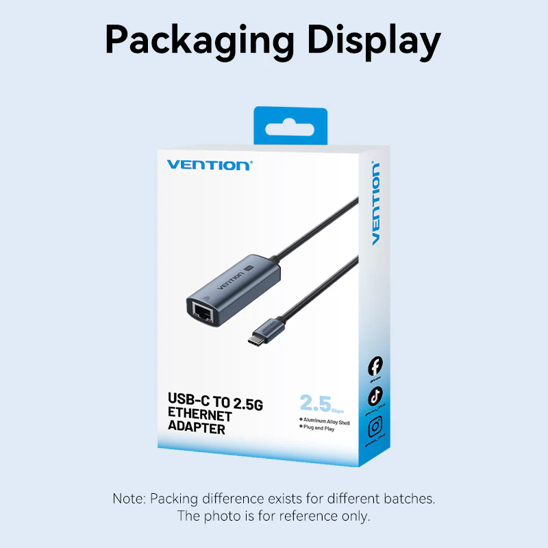 Vention Converter USB-C to 2.5 Gigabit Lan Aluminium Grey CFTHB - Image 6