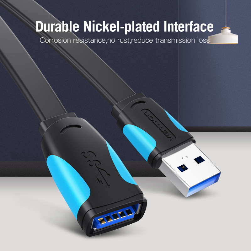 Vention IT Cable USB-A 3.0 M-F Extension Flat 2.0m Black VAS-A13-B200 - Image 7