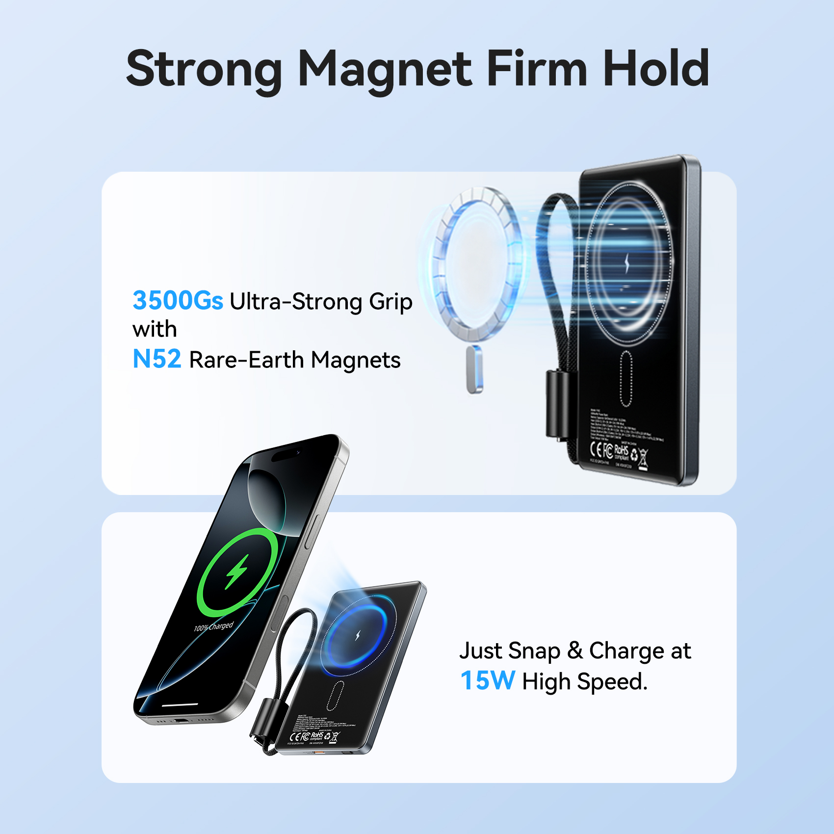 Vention MA Powerbank Wireless Magnetic 5000mAh 22.5W Wireless 15W Ultra Slim Grey FKKH0 - Image 5