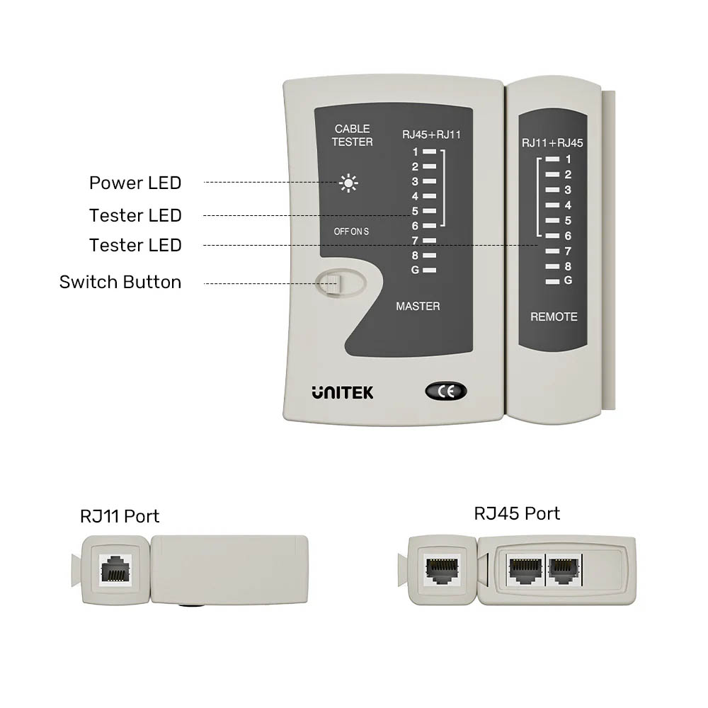 Unitek Network Tools Cablet Tester for RJ45/RJ11 OT140AGY01 - Image 7