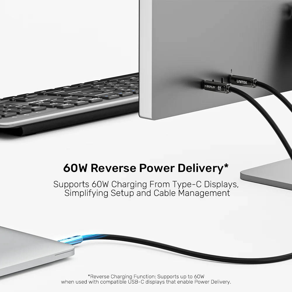 Unitek UC USB-C Fiber Optic 8K Cable 10Gbps 60W PD 15.0m C14178A-15M - Image 7