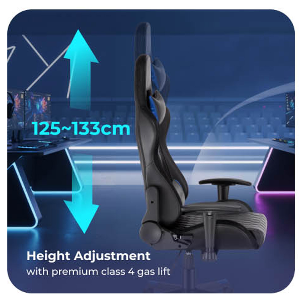 Lumivida Gaming Chair with Headrest, Lumbar Support & RGB Lights CH06-30 Black - Image 7