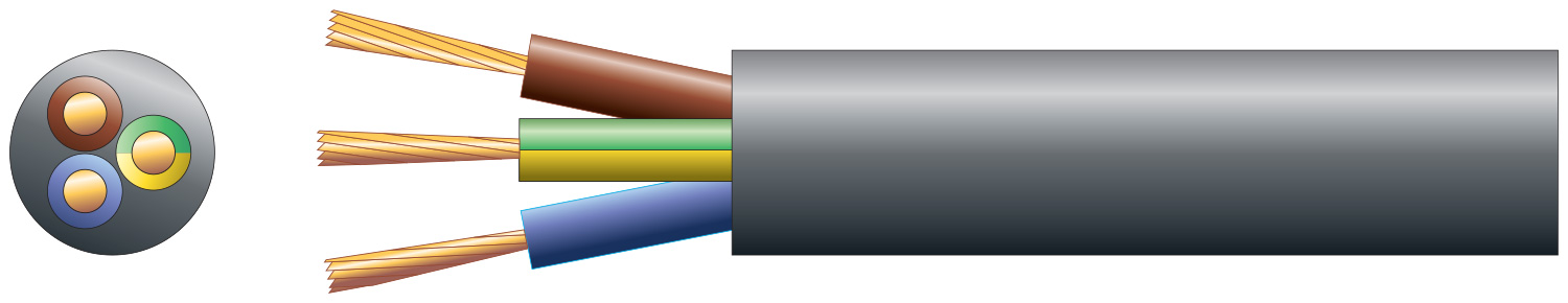Mercury Mains Power Cable 3-Core 15A 1.5mm 100m Black 804.350UK