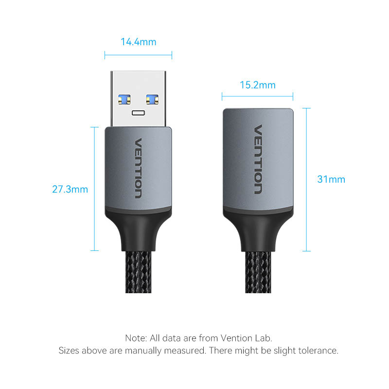 Vention IT Cable USB-A 3.0 M-F Extension Braided Aluminium 3.0m Grey CBLHI - Image 11
