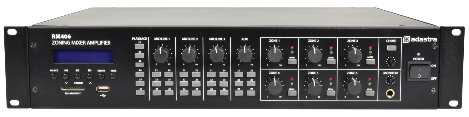 Adastra RM406 Mixer-Amp 100V 6x40W 953.160UK