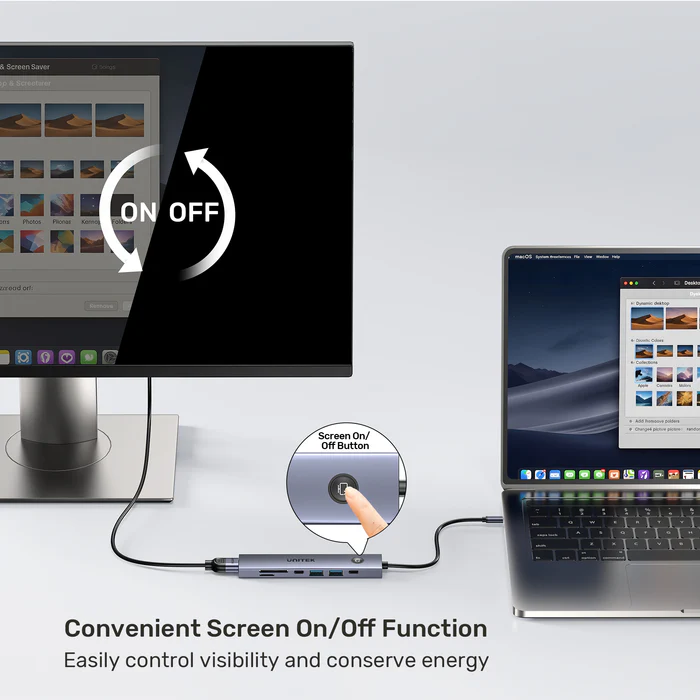 Unitek USB-C Hub 2xUSB-A/USB-C/HDMI/SD/PD100W with ON/OFF Screen Switch H1124A - Image 9
