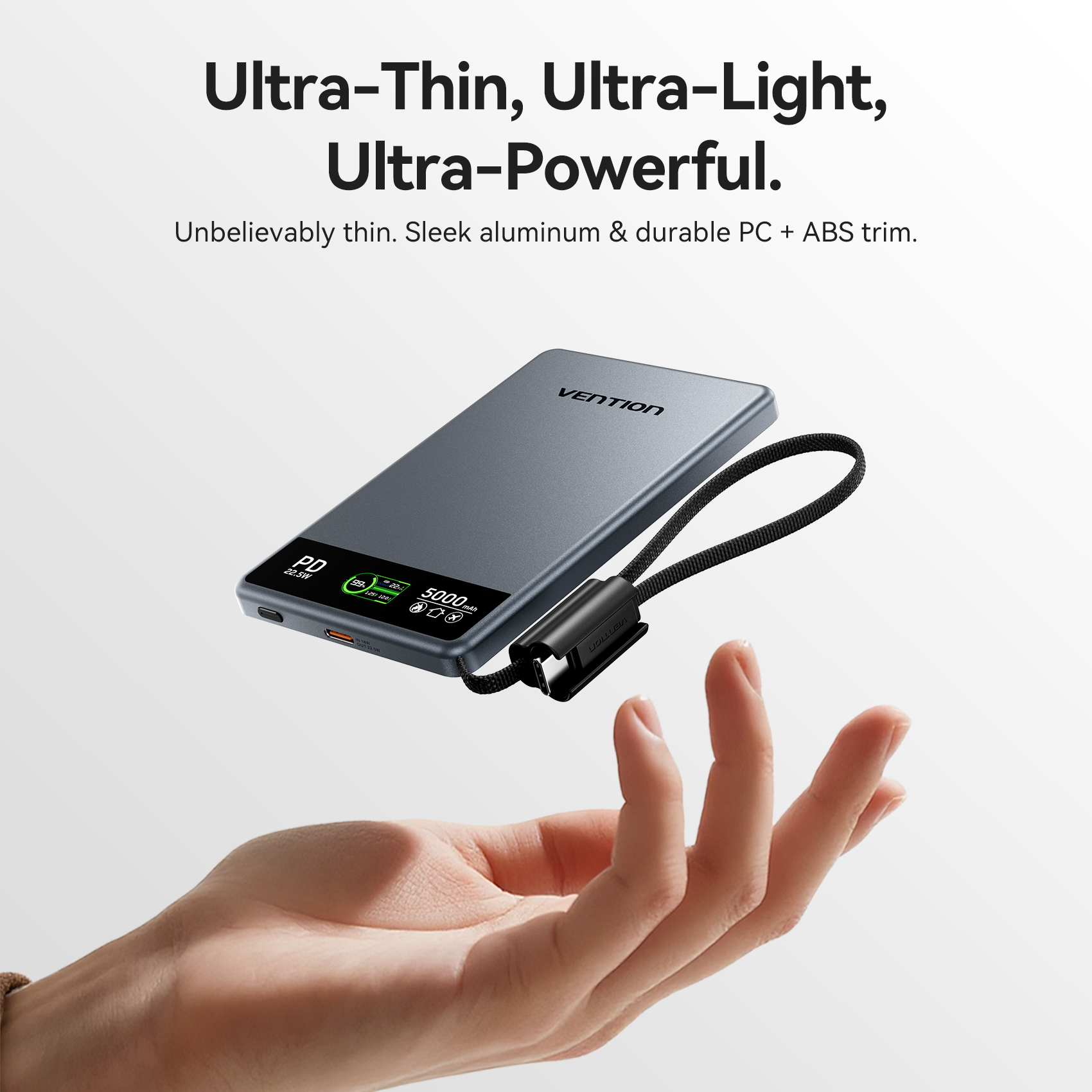 Vention MA Powerbank Wireless Magnetic 5000mAh 22.5W Wireless 15W Ultra Slim Grey FKKH0 - Image 7