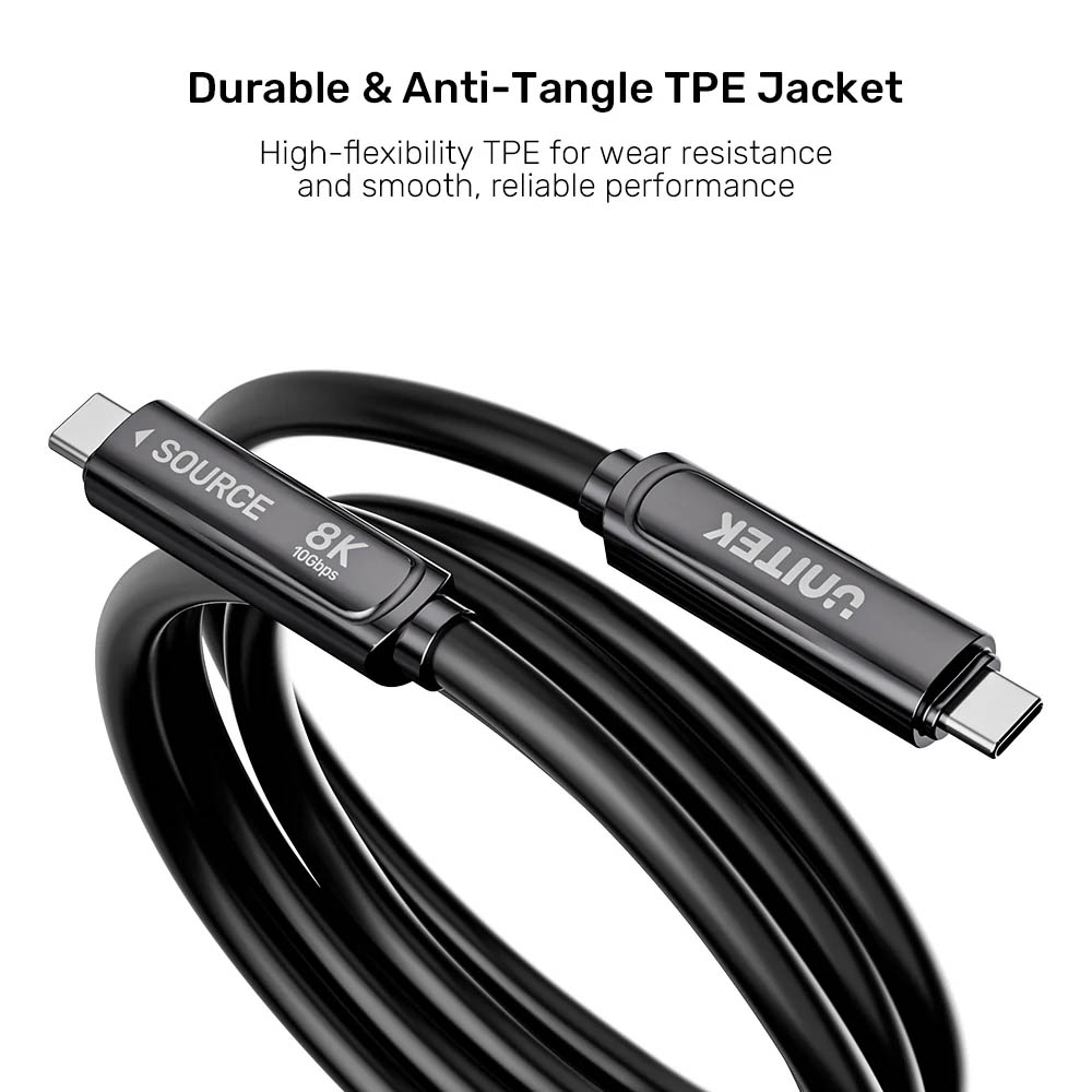 Unitek UC USB-C Fiber Optic 8K Cable 10Gbps 60W PD 10.0m C14178A-10M - Image 9