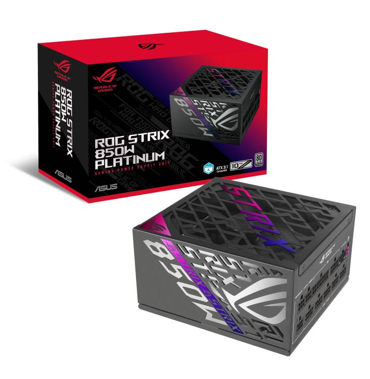 ASUS Power Supply ROG STRIX 80 PLUS Platinum Fully Modular ATX 3.1 PCIe 5.1 GaN MOSFETs Intelligent Voltage Stabilizer 850W Platinum Black - Image 9