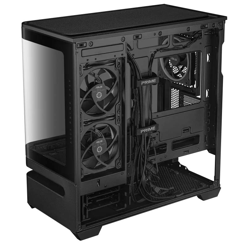 ASUS PC Case Prime mATX Panoramic Curved Tempered Glass Panels Aura Sync Light Band 3x Pre-Installed Fans USB-C AP202 ARGB Black - Image 9