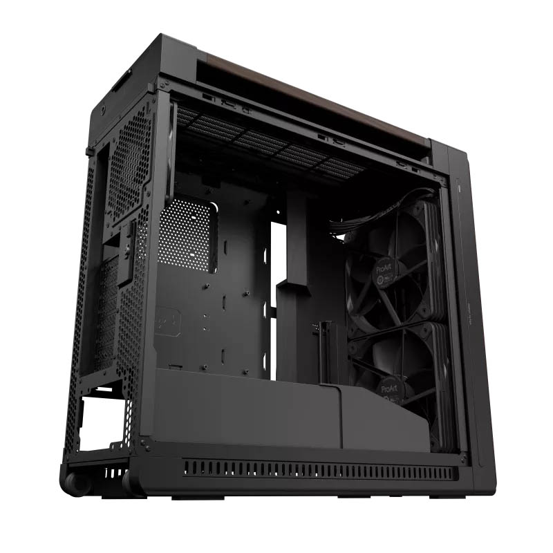 ASUS PC Case ProArt ATX Walnut Wood Front Panel Tempered Glass Side Panel 3x Pre-Installed Fans IR Dust Indicator Type-C PA602 Wood Edition Modern Black TG - Image 9