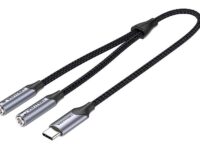 Vention USB-C to 2x3.5mm TRS Cable Adaptor Braided 0.3m BGPHY