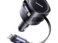 Baseus Car Charger 60W Enjoyment with Retractable Cables (C+C)  Black
